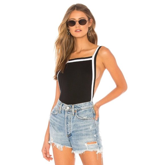 superdown Tops - superdown Lizbeth Bodysuit in Black & White XSmall New Womens Tank Top